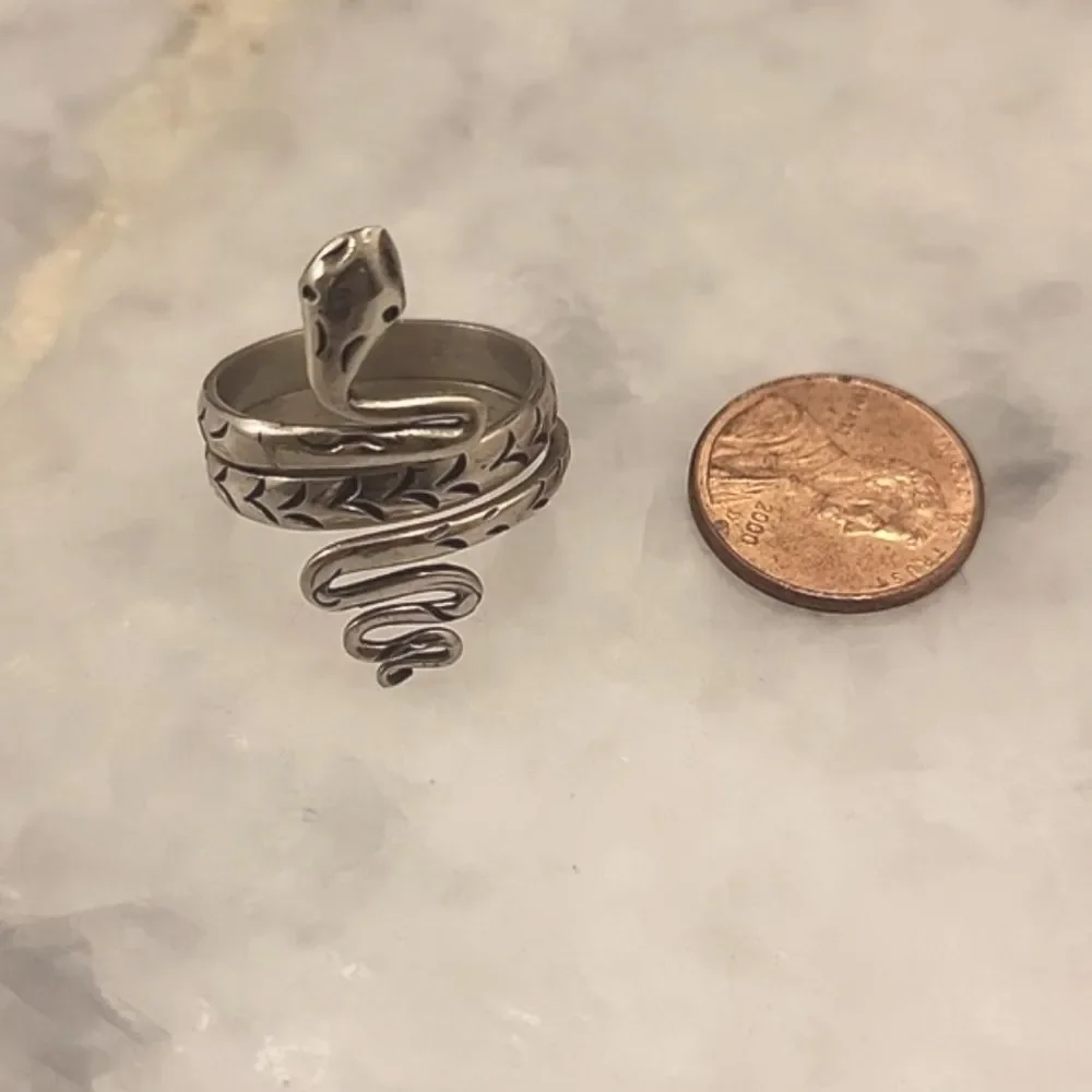 Jens Pirate Booty Snake Goth Boho Indie Biker Silver Wrap Moto Tribal Ring 8 Y2K - Picture 7 of 7